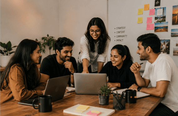BHeard team collaborating on brand strategy